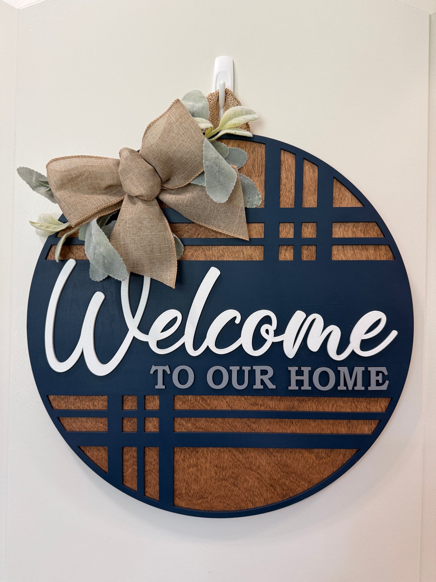 Door Hanger - Modern Plaid Welcome