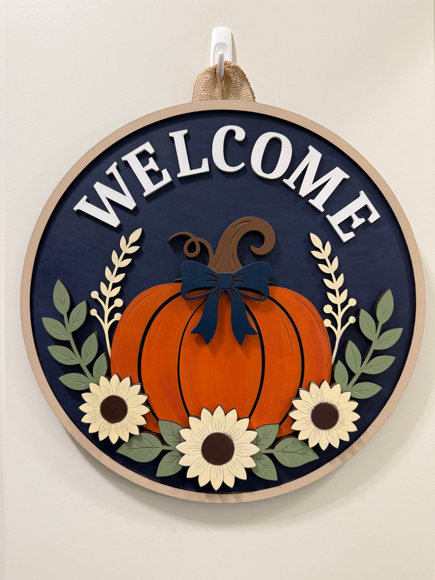 Door Hanger - Welcome Pumpkin Sunflower