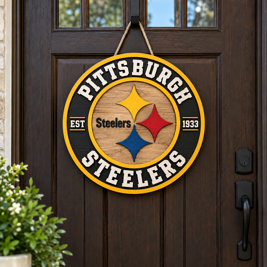 Pittsburgh Steelers Wooden Door Hanger | 3D Football Sign