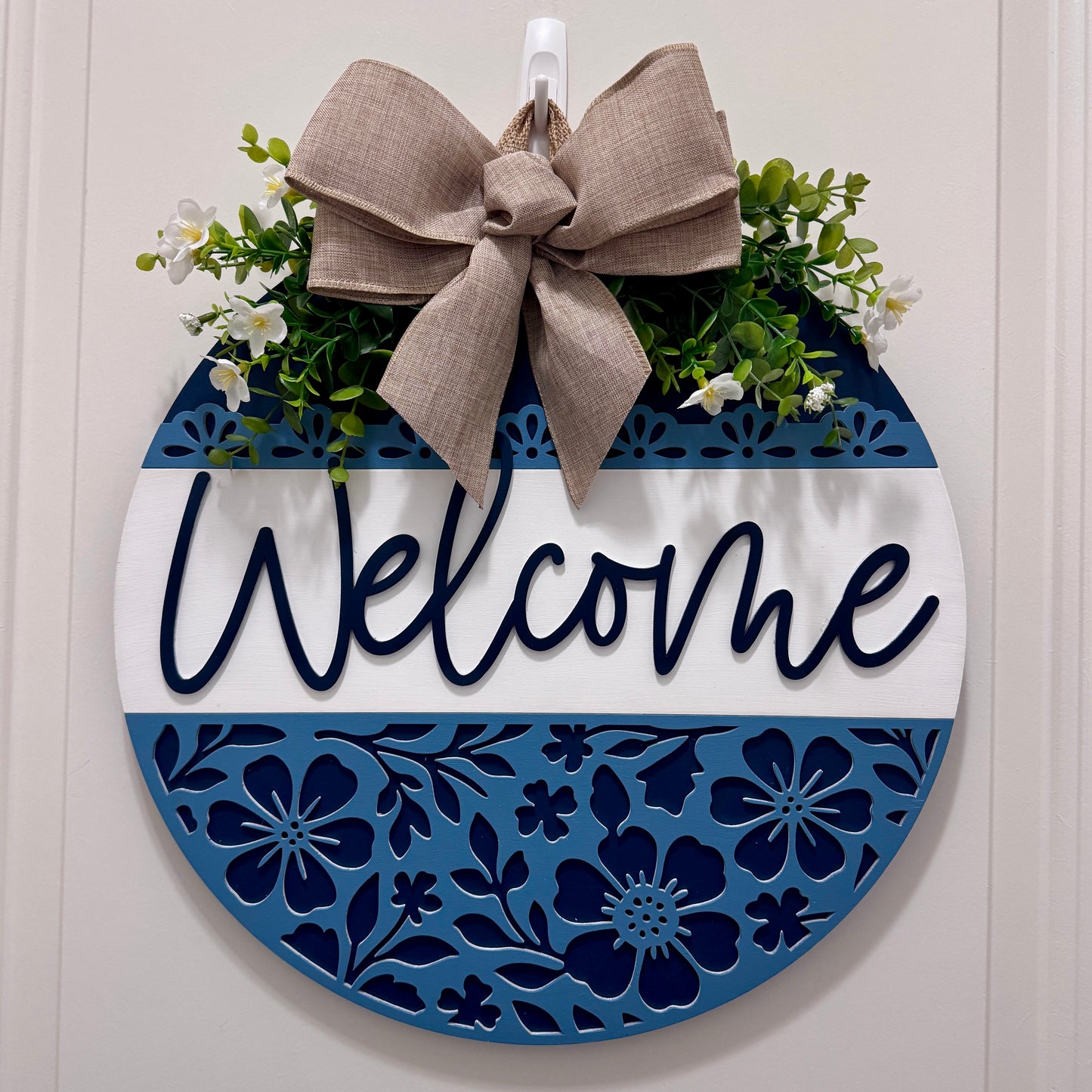 Door Hanger - Blue Blossom Welcome