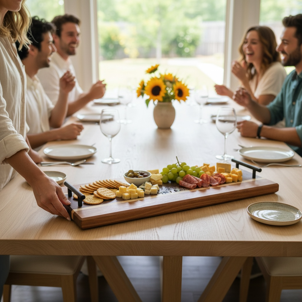 Wooden serving tray featuring Pooh and friends design from Covered Bridge Workshop, ideal for serving snacks or display.