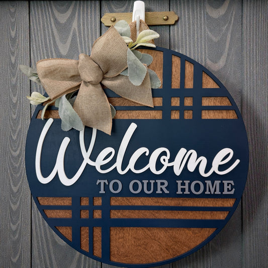 Door Hanger - Modern Plaid Welcome