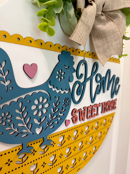 Door Hanger - Folk Art Chicken