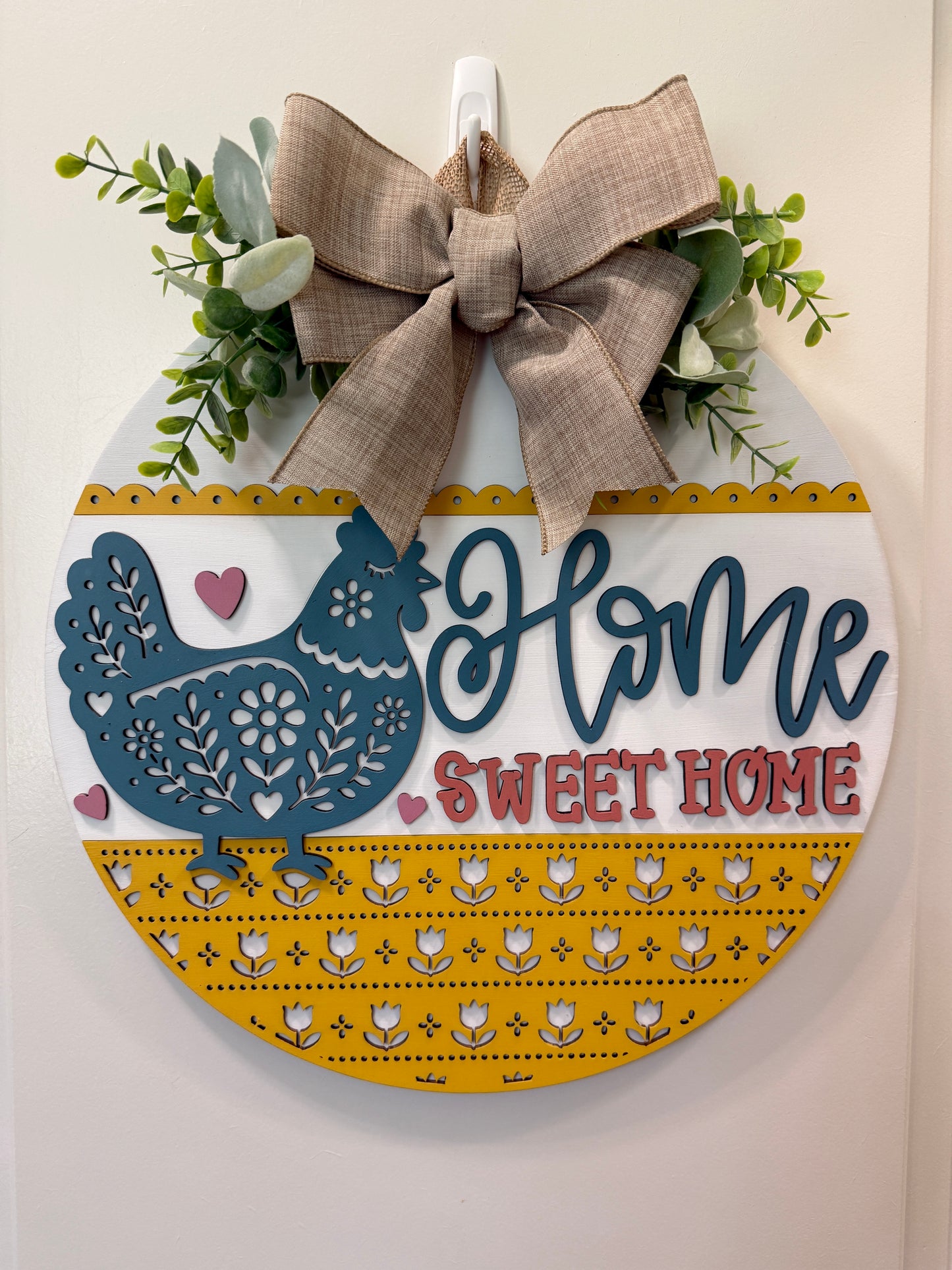 Door Hanger - Folk Art Chicken