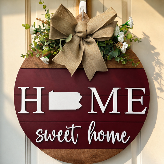 Door Sign - Custom State Home Sweet Home