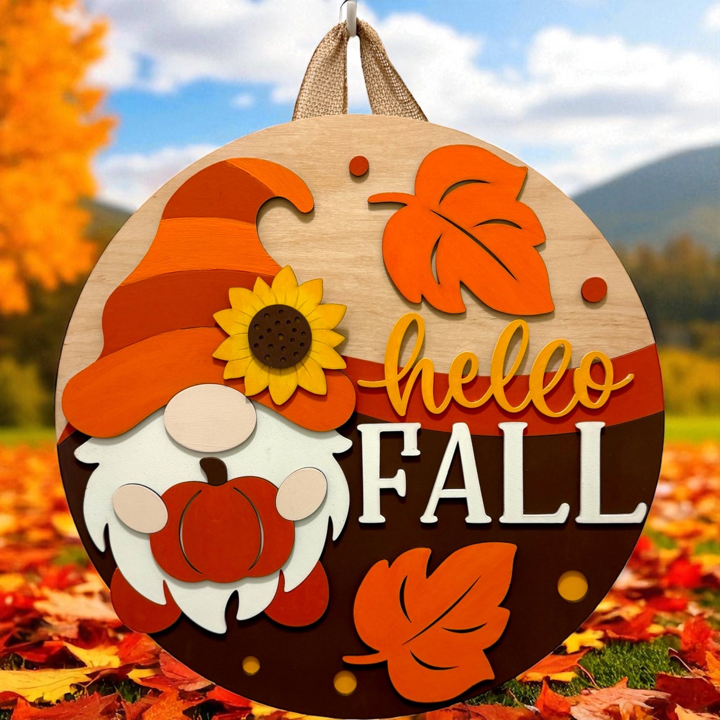 Door Hanger - Hello Fall (Pumpkin Gnome)