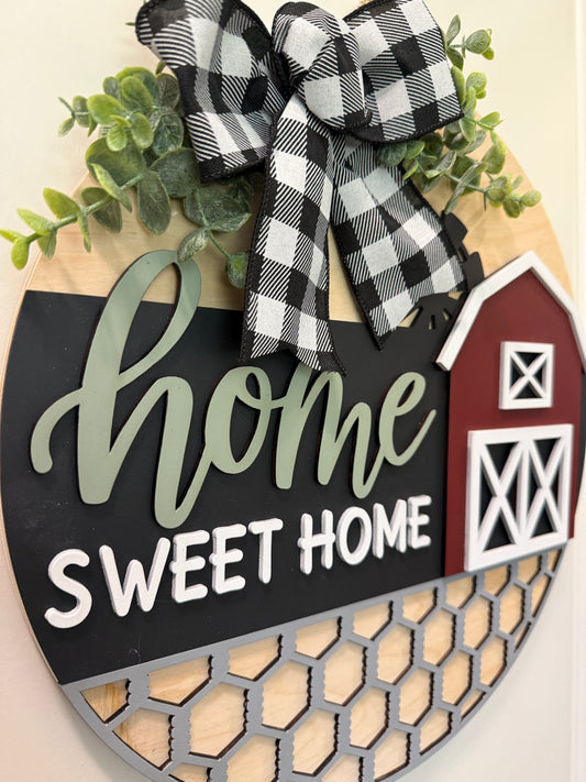 Door Hanger - Rustic Barn Home Sweet Home
