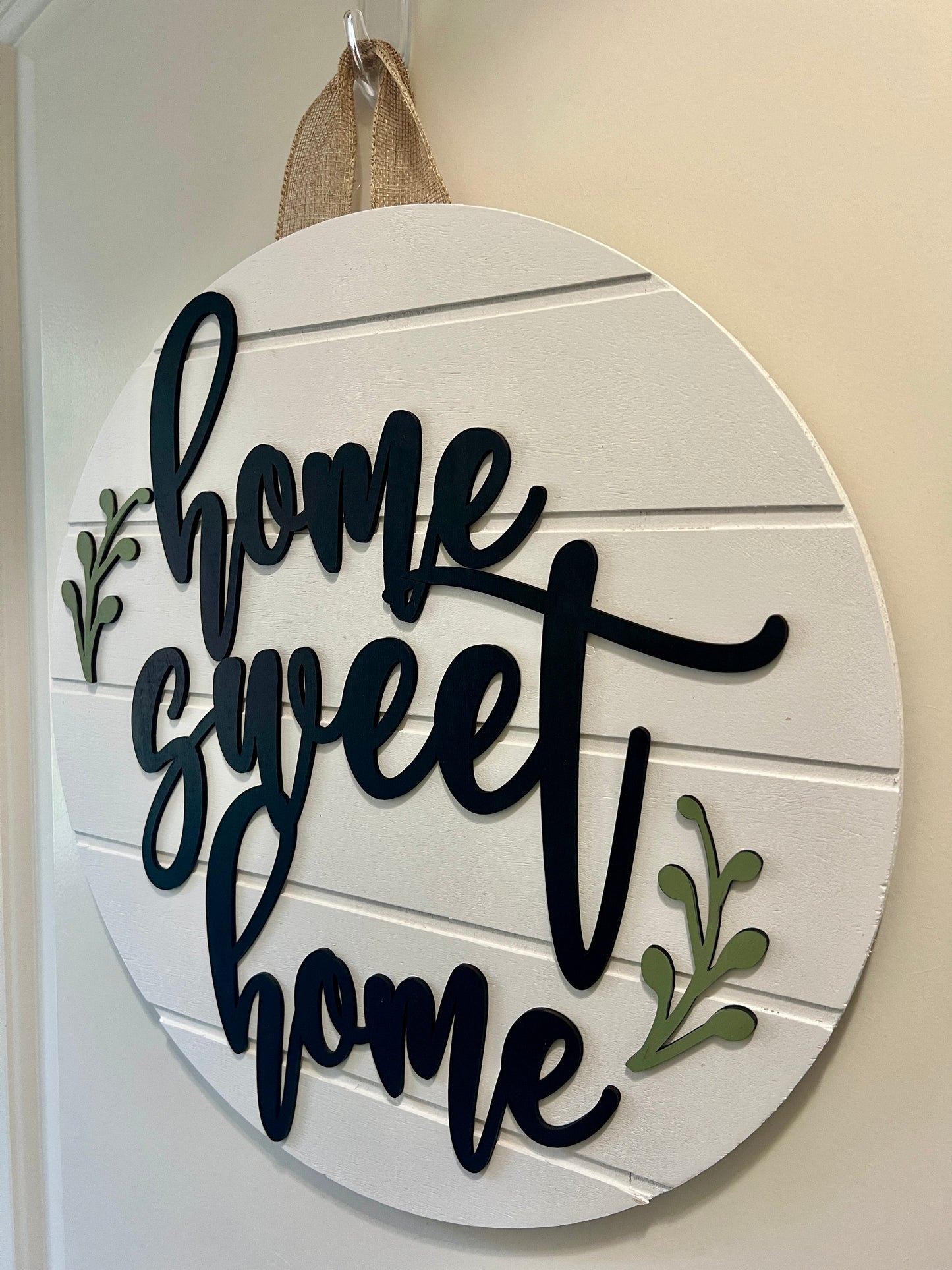 Door Hanger - Home Sweet Home w/ Laurels