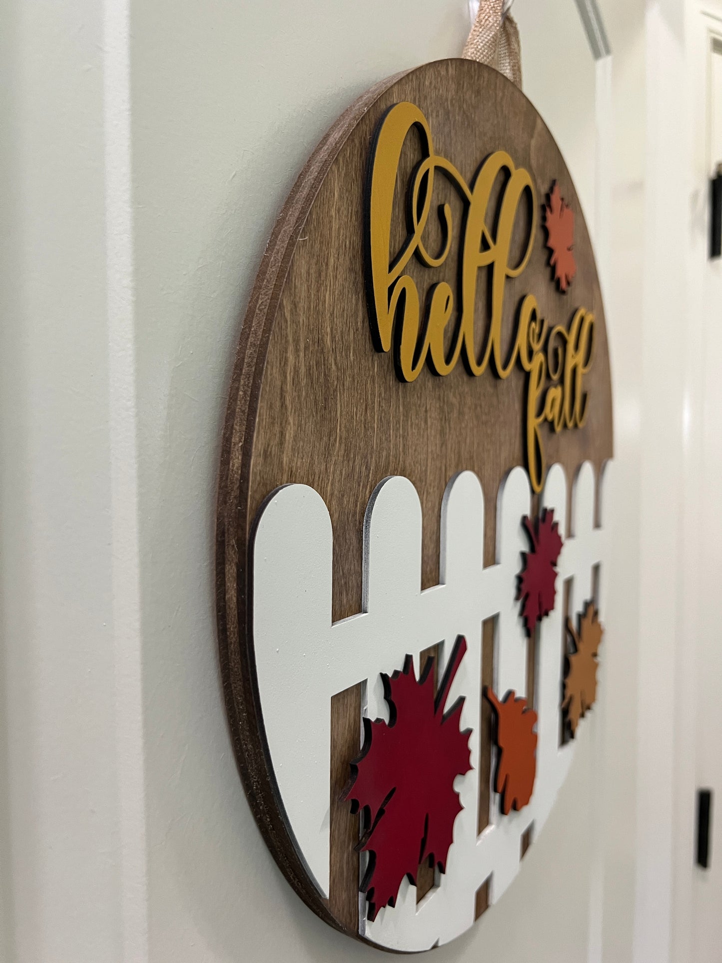 Door Hanger - Hello Fall (White Picket Fence)