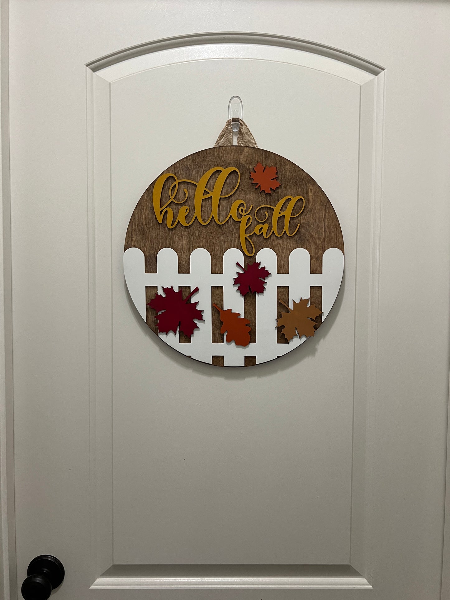 Door Hanger - Hello Fall (White Picket Fence)