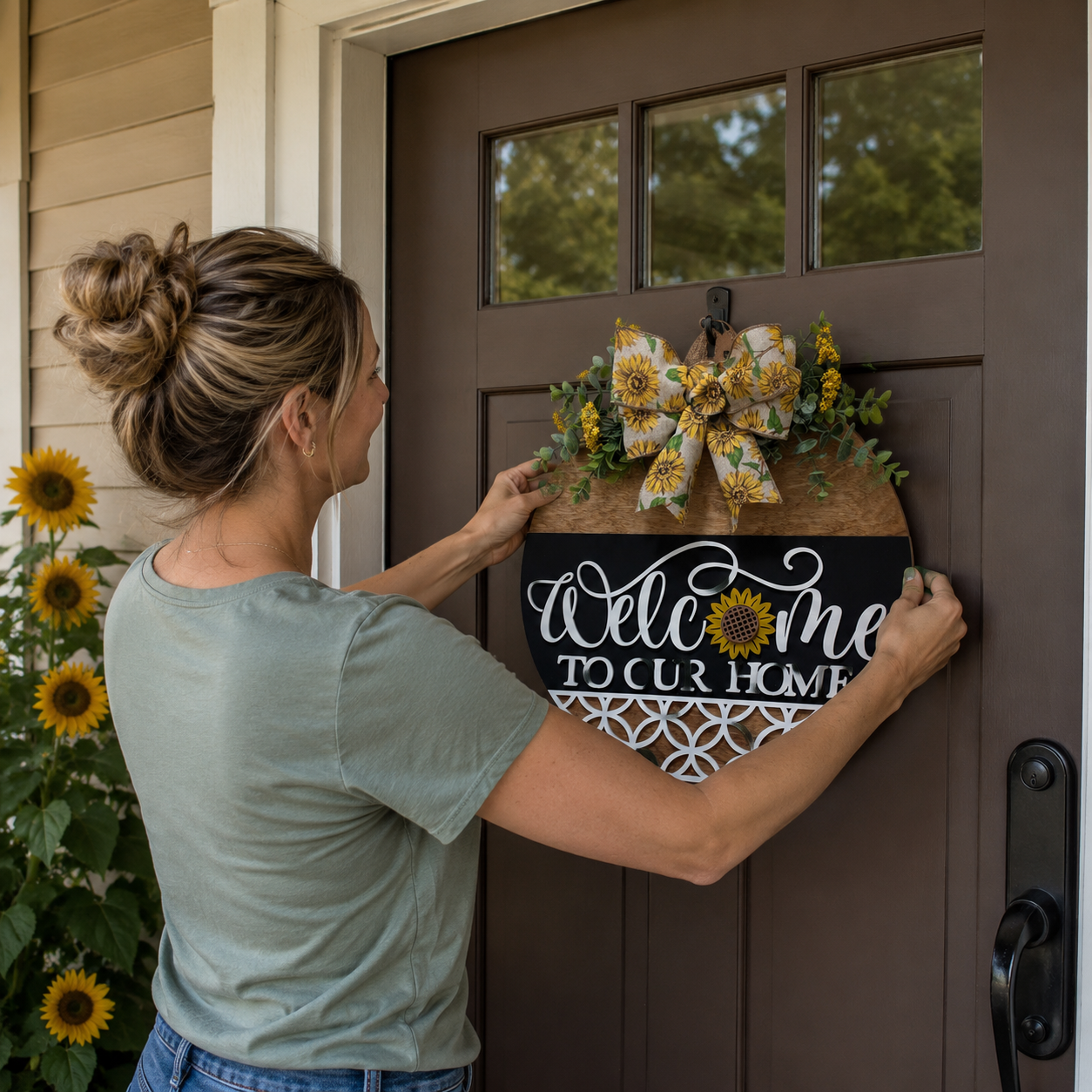 Door Hanger - Welcome Home Sunflower