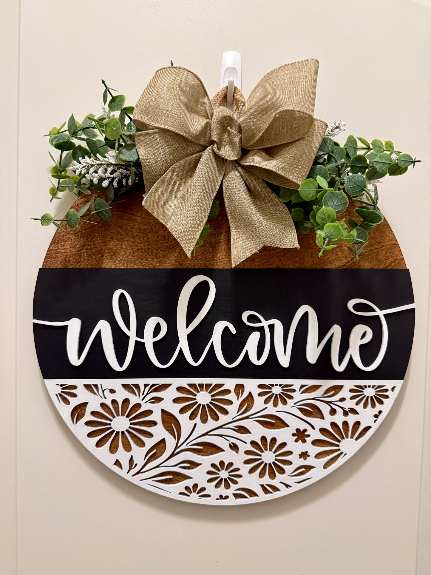 Door Hanger - Ebony & Ivory Welcome