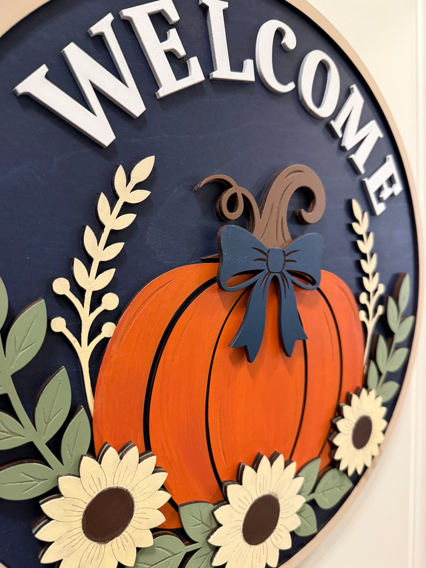 Door Hanger - Welcome Pumpkin Sunflower