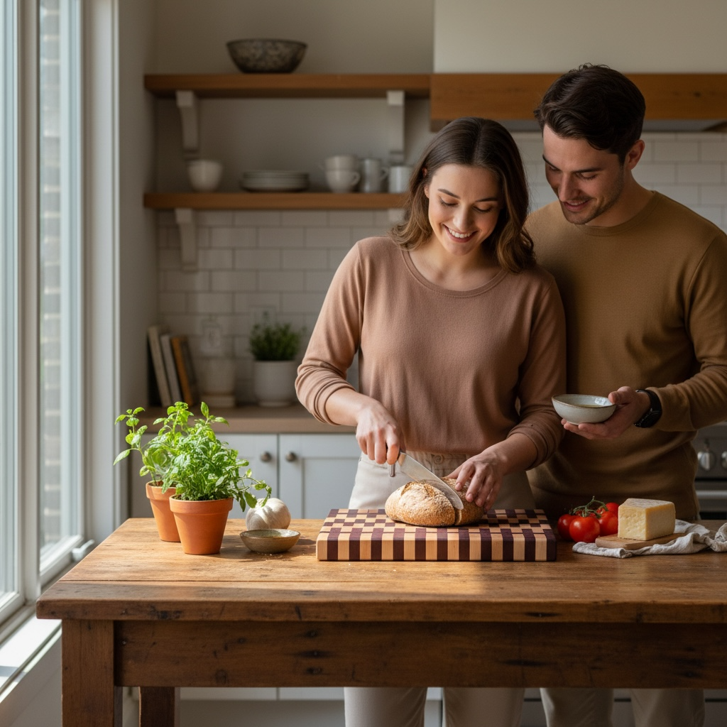 Wooden Cutting Board from Covered Bridge Workshop featuring a Sugar Magnolia design, perfect for kitchen prep.