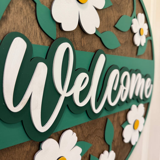 Door Hanger - Welcome Pretty Flower