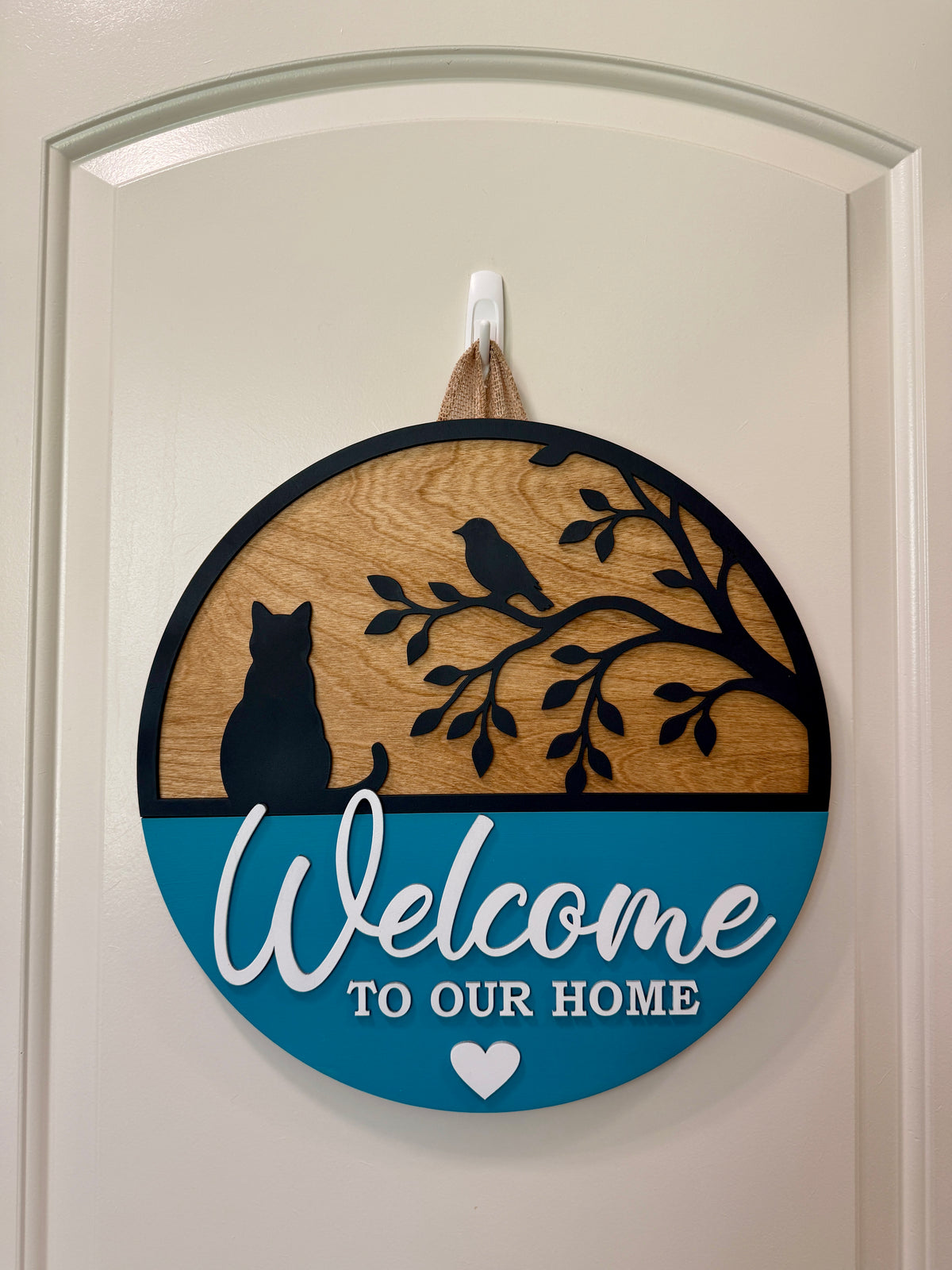 Door Hanger -Cat & Songbird Welcome