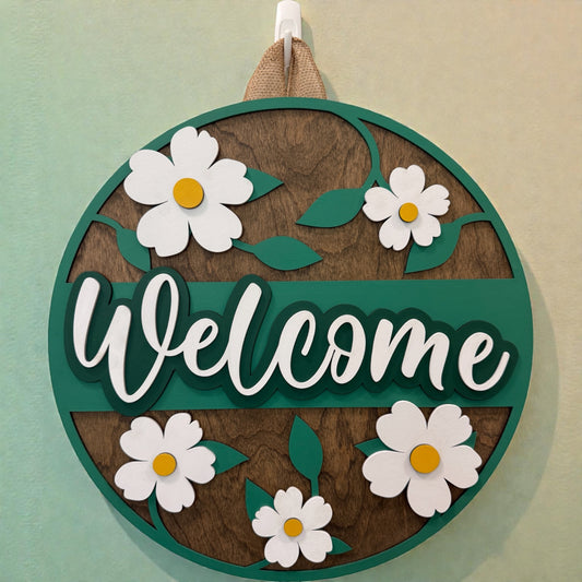 Door Hanger - Welcome Pretty Flower
