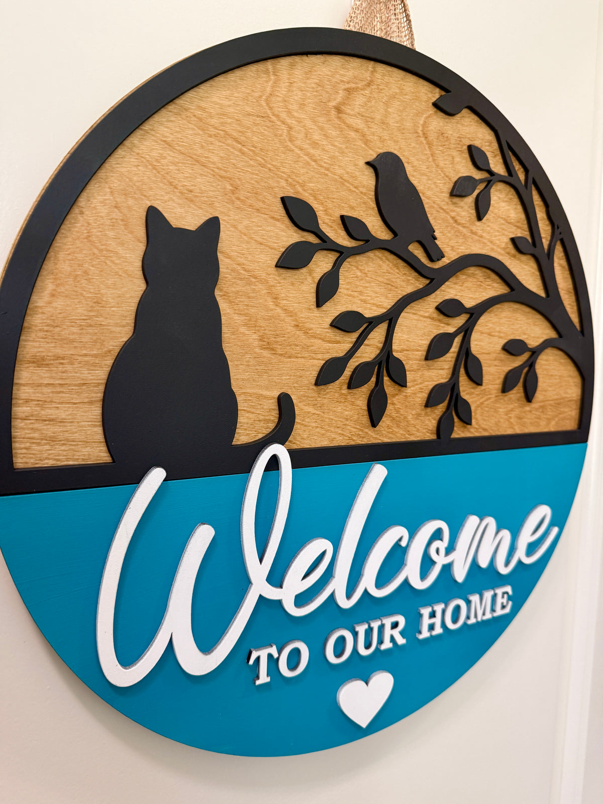 Door Hanger -Cat & Songbird Welcome