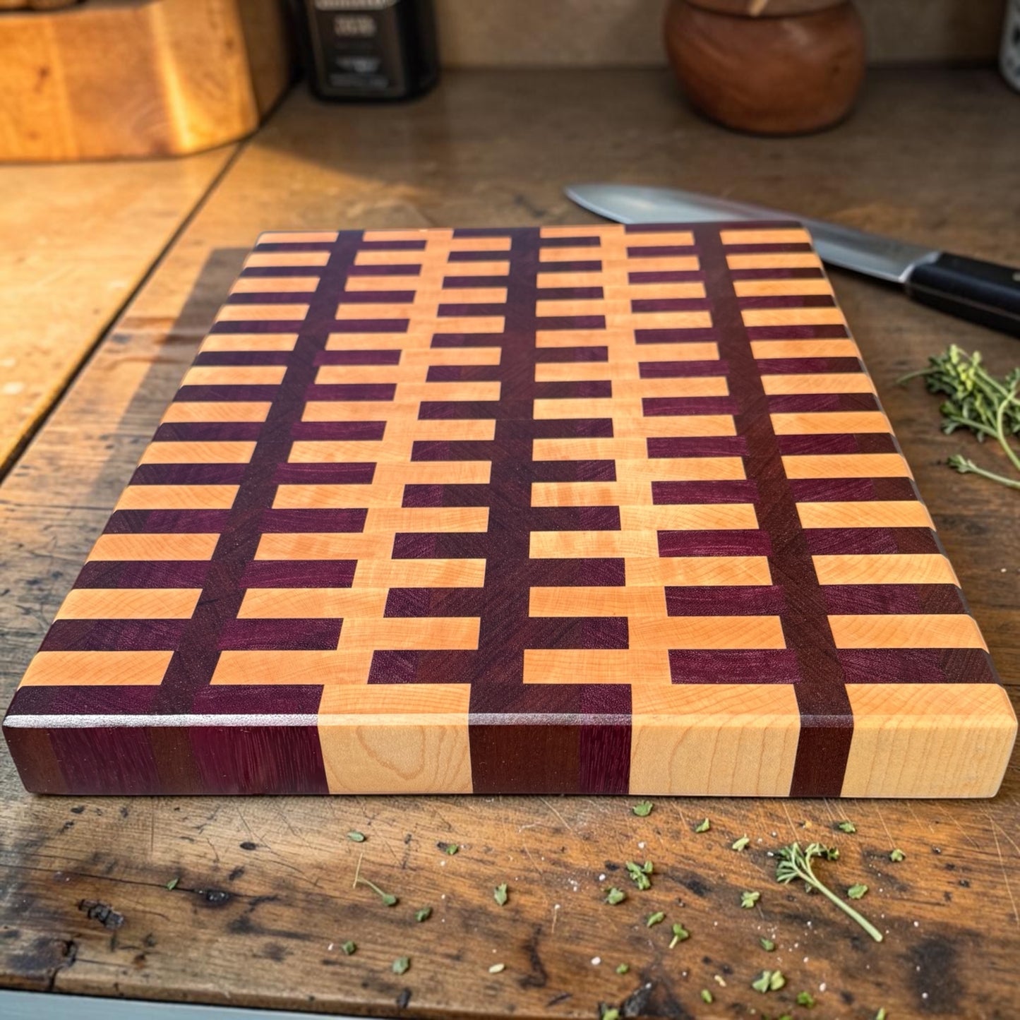 Wooden Cutting Board with Sugar Magnolia design by Covered Bridge Workshop, showing detailed floral artwork on a smooth surface.