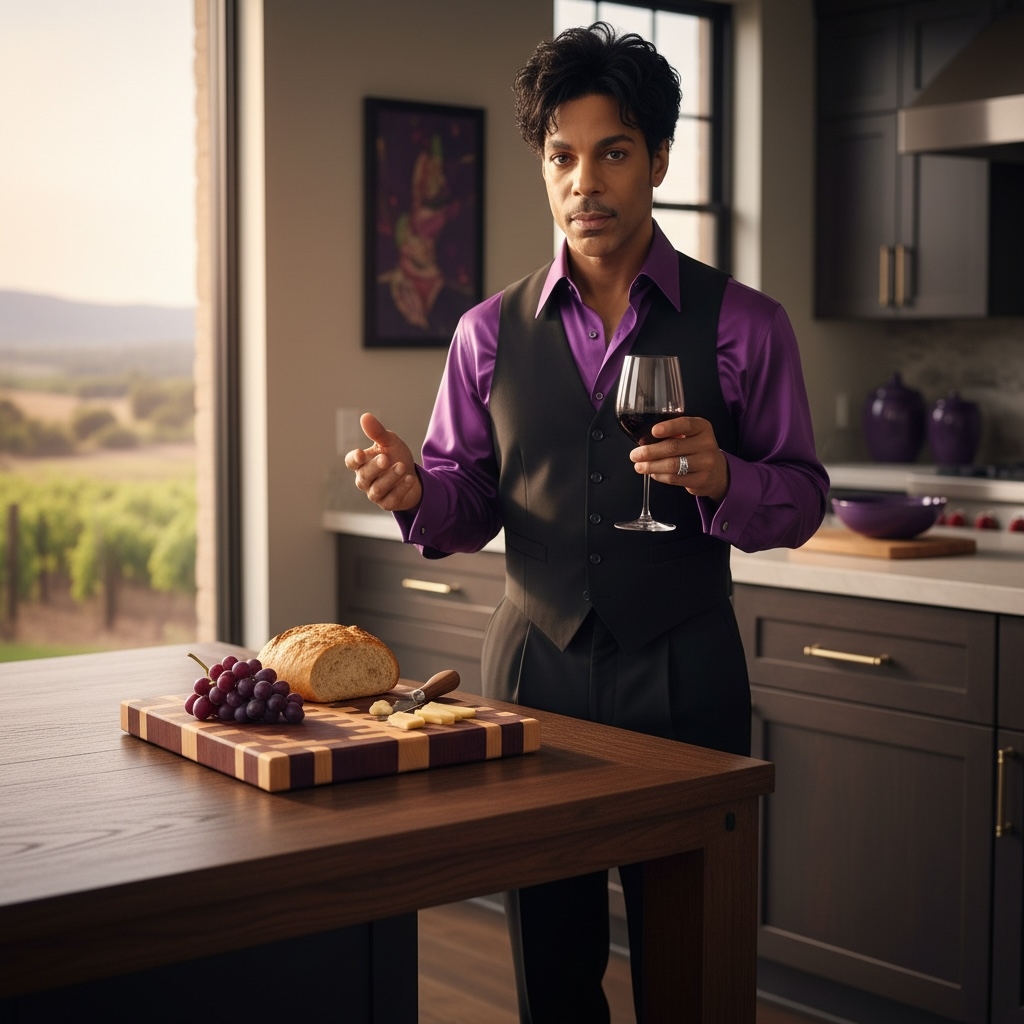 Purple Rain cutting board by Covered Bridge Workshop, featuring a vibrant purple design and sturdy wooden surface.