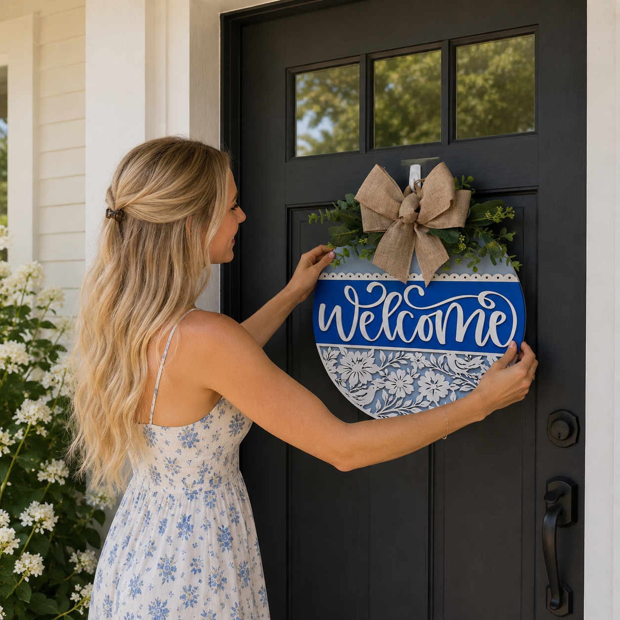 Door Hanger - Bluebird Blossom Welcome