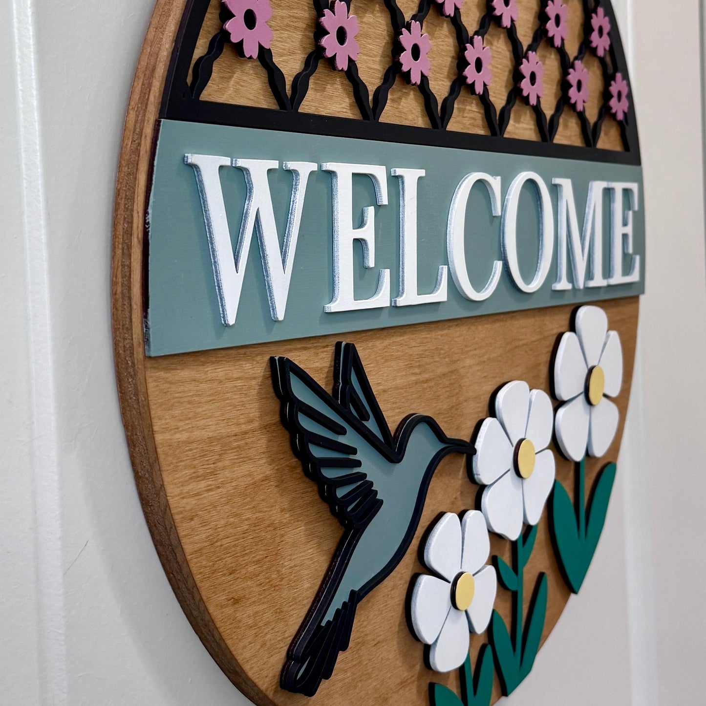 Door Hanger - Hummingbird Garden Welcome