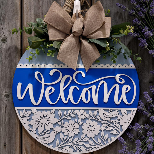 Door Hanger - Bluebird Blossom Welcome