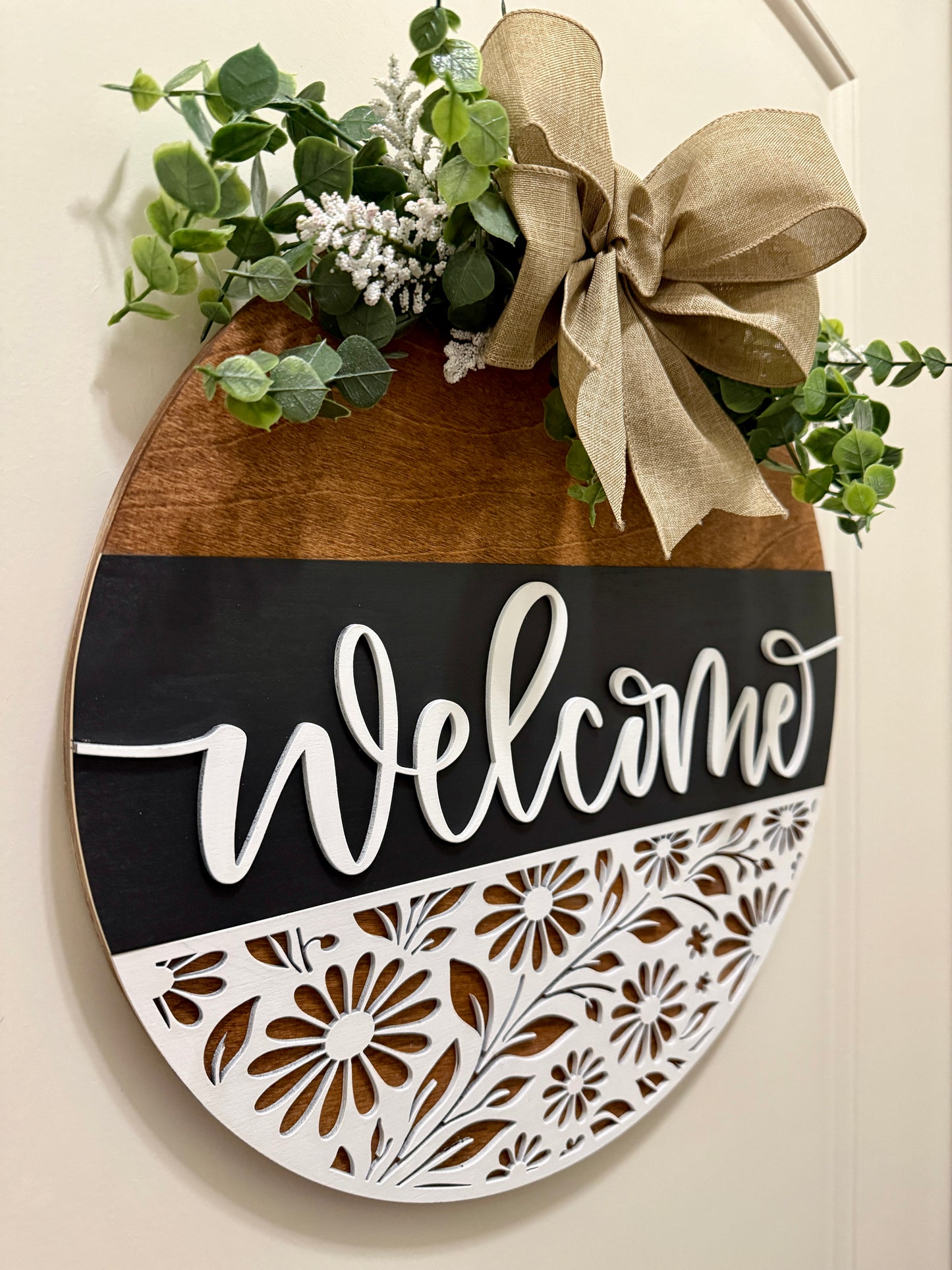 Door Hanger - Ebony & Ivory Welcome