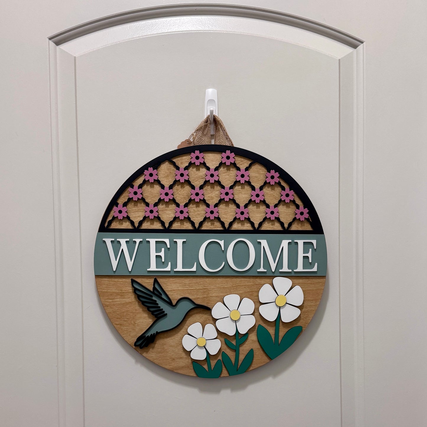 Door Hanger - Hummingbird Garden Welcome