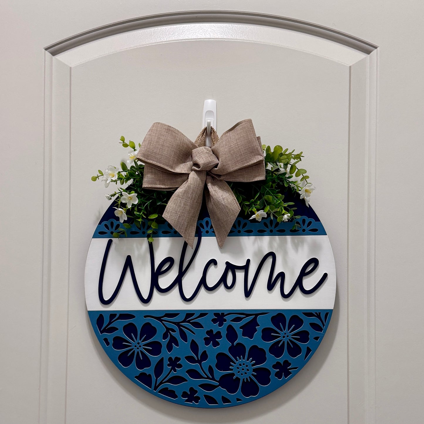 Door Hanger - Blue Blossom Welcome