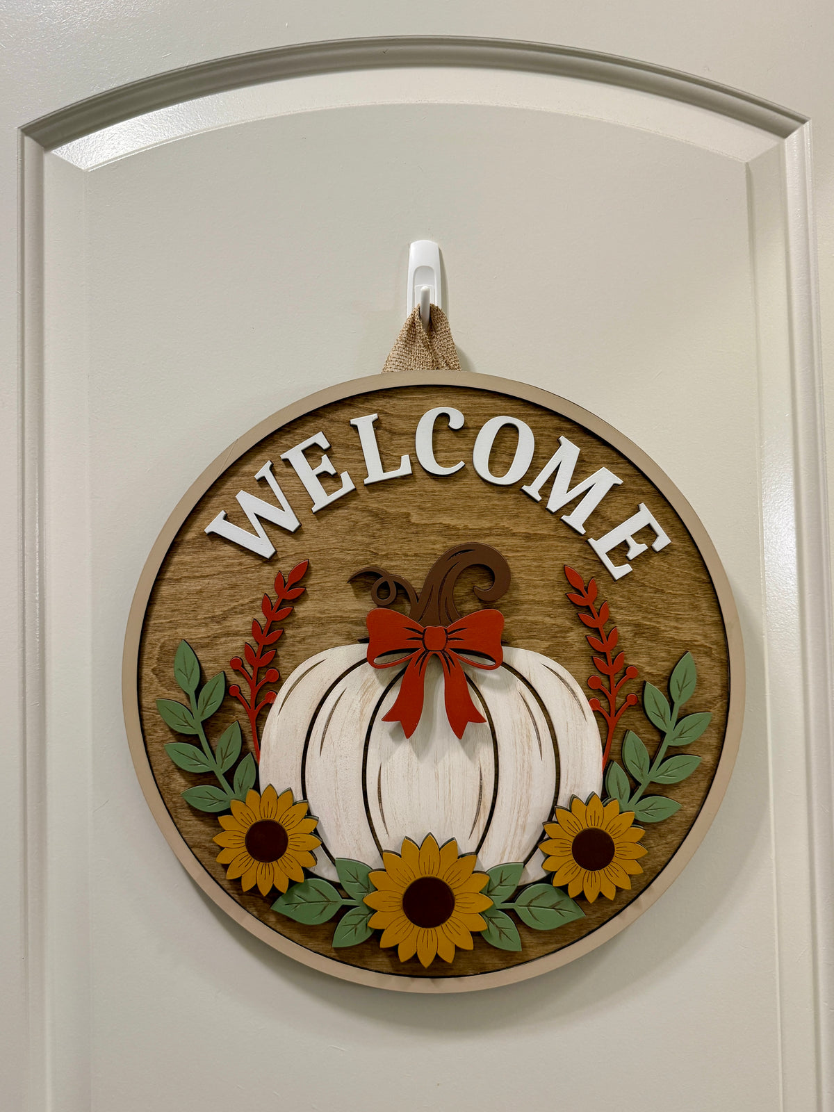 Door Hanger - Welcome Pumpkin Sunflower