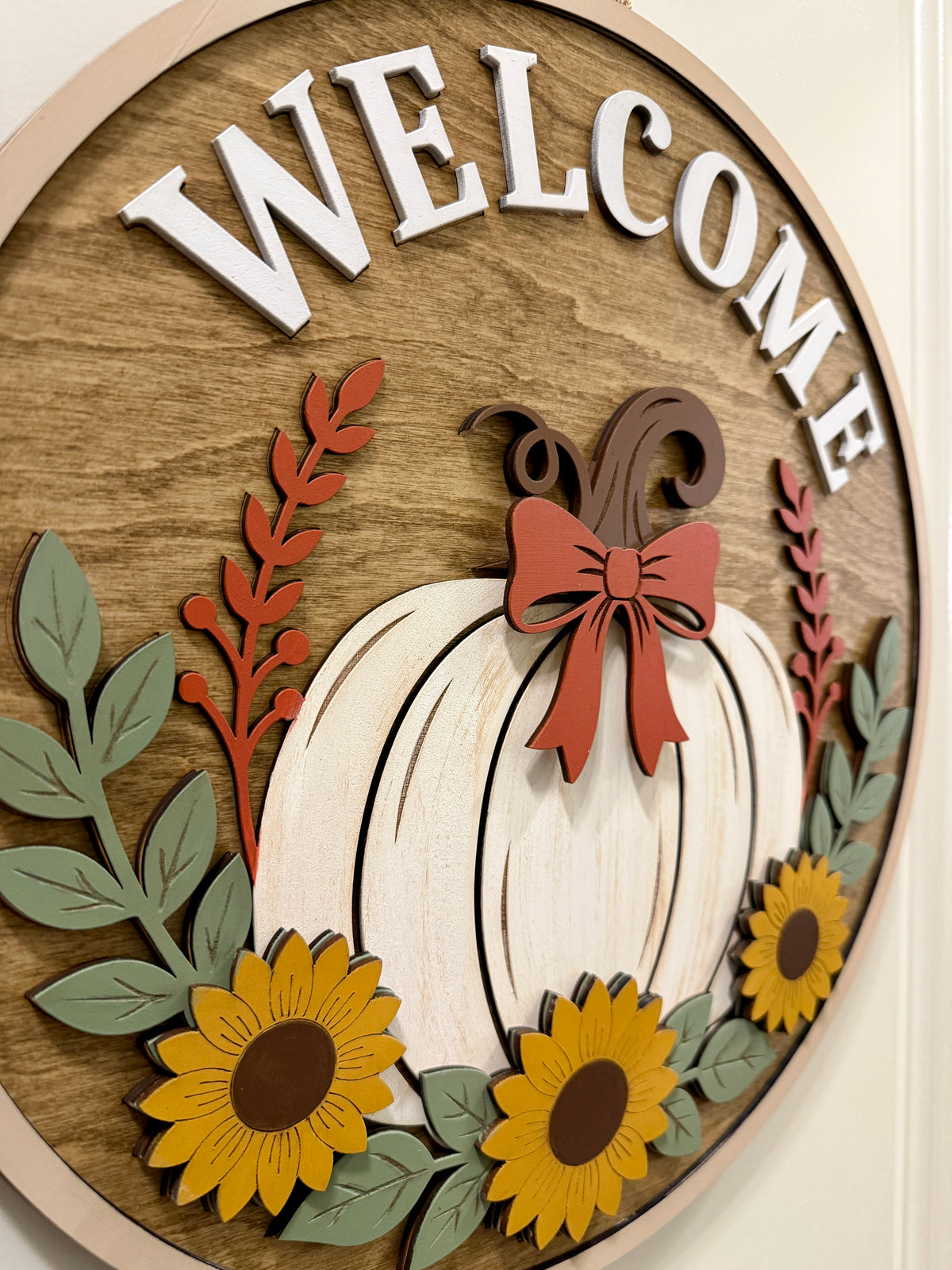 Door Hanger - Welcome Pumpkin Sunflower