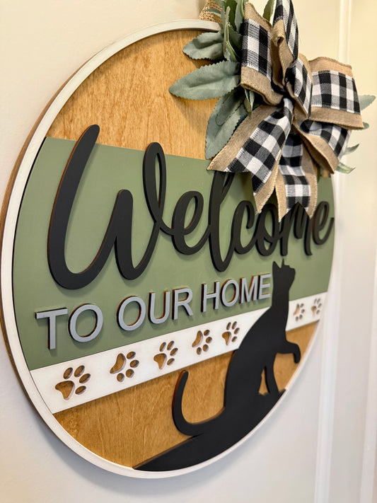 Door Hanger - Welcome to Our Cats Home