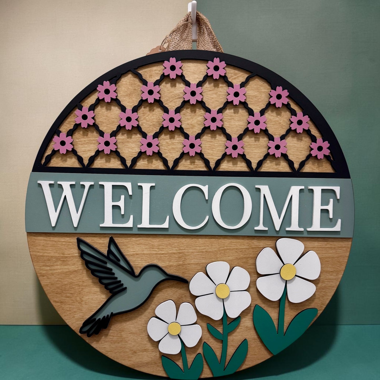 Door Hanger - Hummingbird Garden Welcome