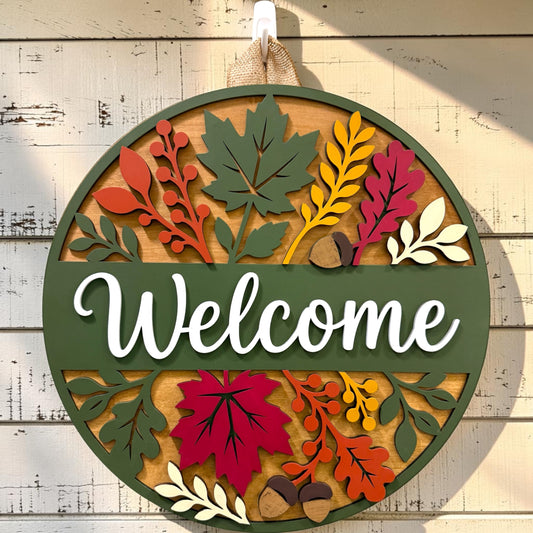 Door Hanger - Autumn Leaves Welcome