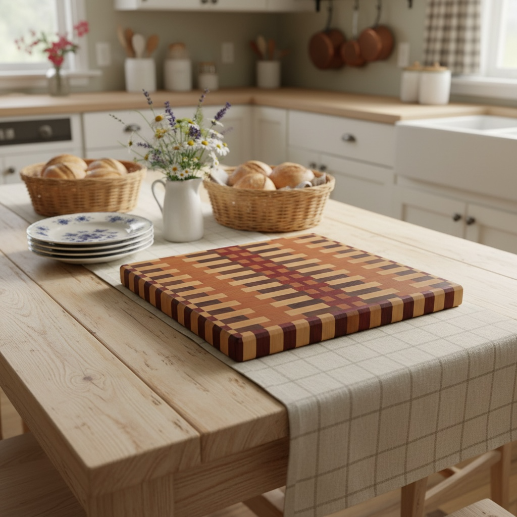 Covered Bridge Workshop Dream On cutting board with wood grain surface and smooth edges for food preparation.