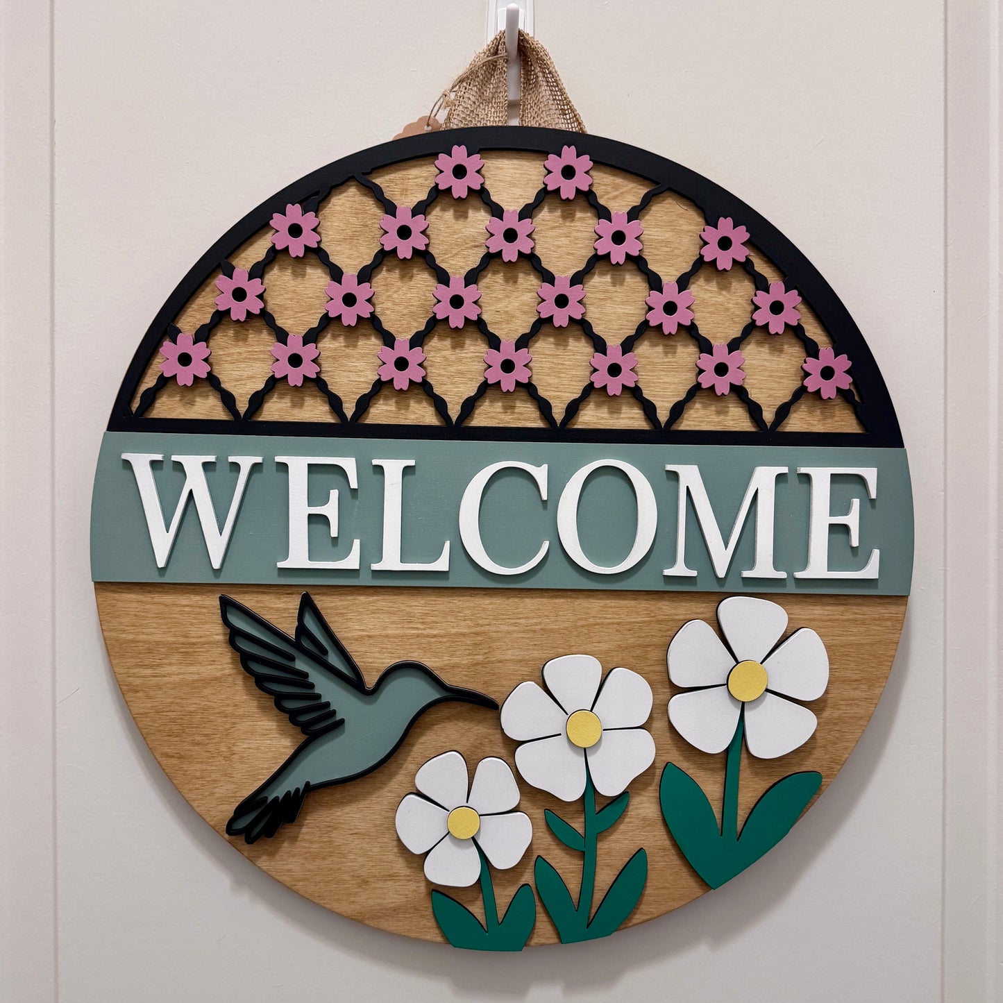 Door Hanger - Hummingbird Garden Welcome