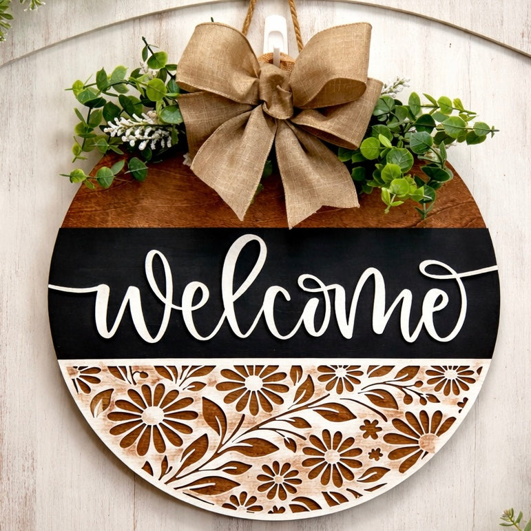 Door Hanger - Ebony & Ivory Welcome