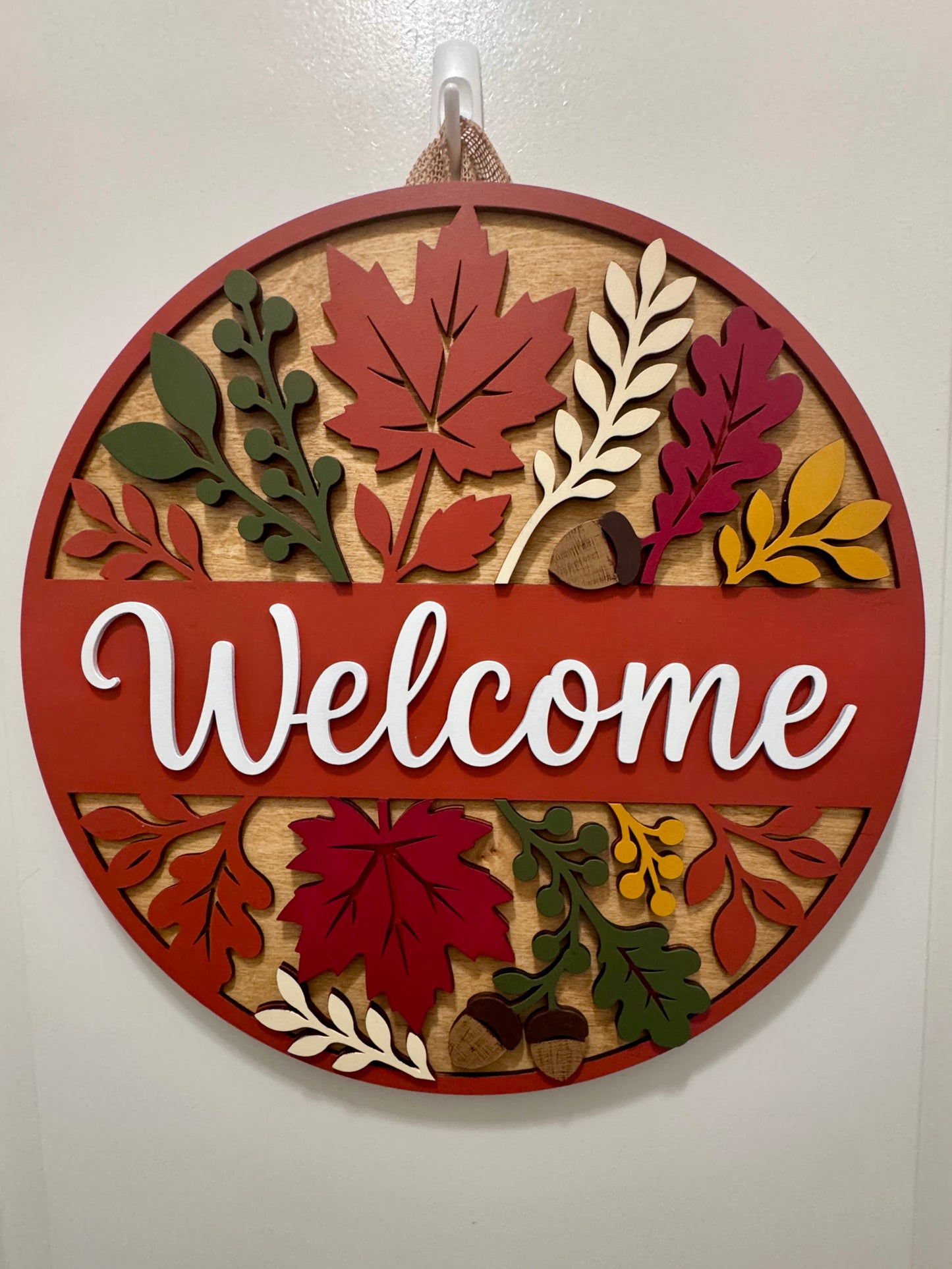 Door Hanger - Autumn Leaves Welcome