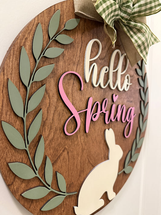 Door Hanger - Hello Spring - Bunny