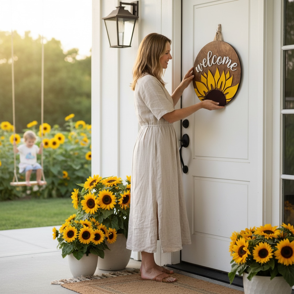 Door Hanger - Welcome Sunflower