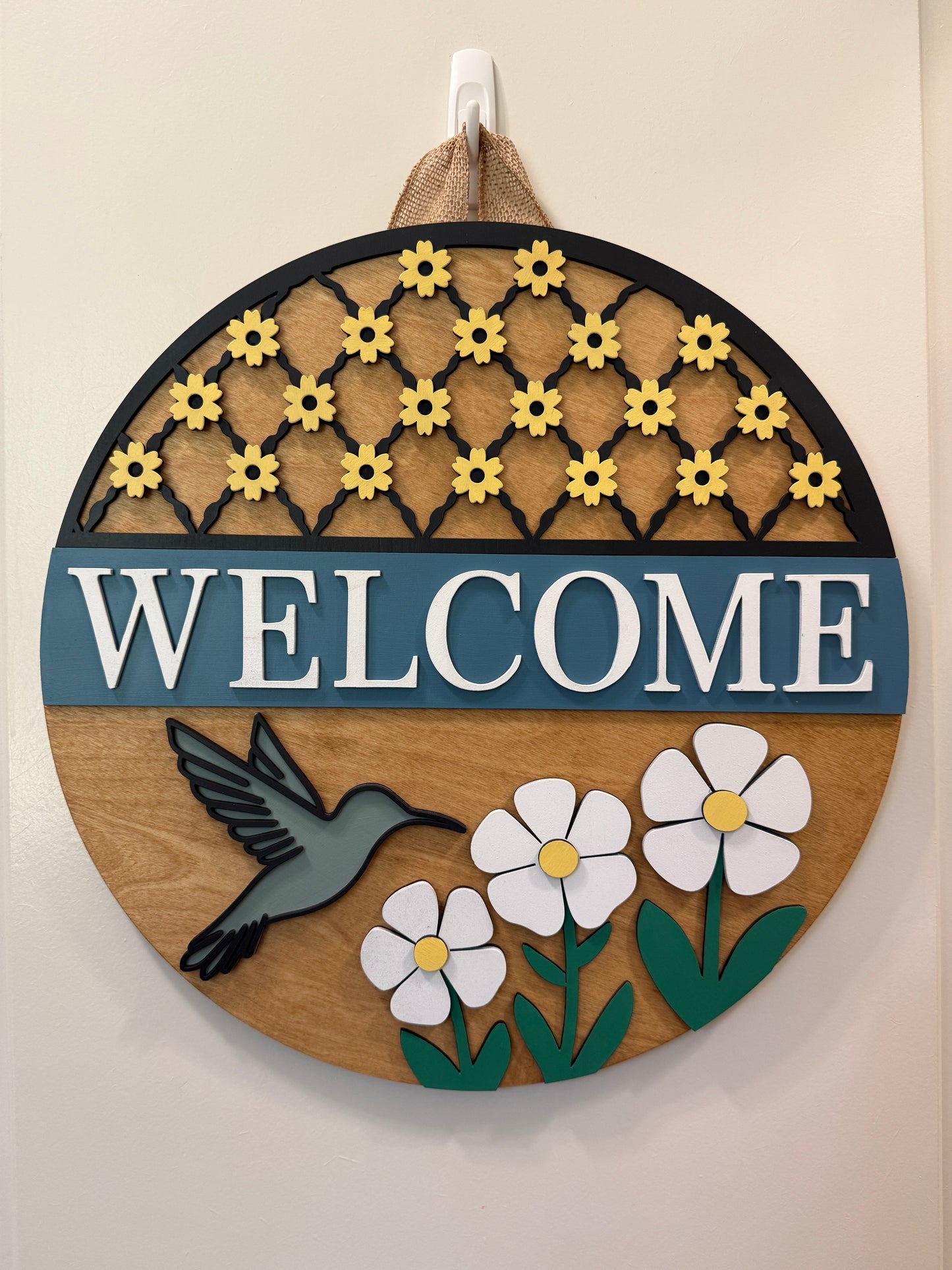 Door Hanger - Hummingbird Garden Welcome