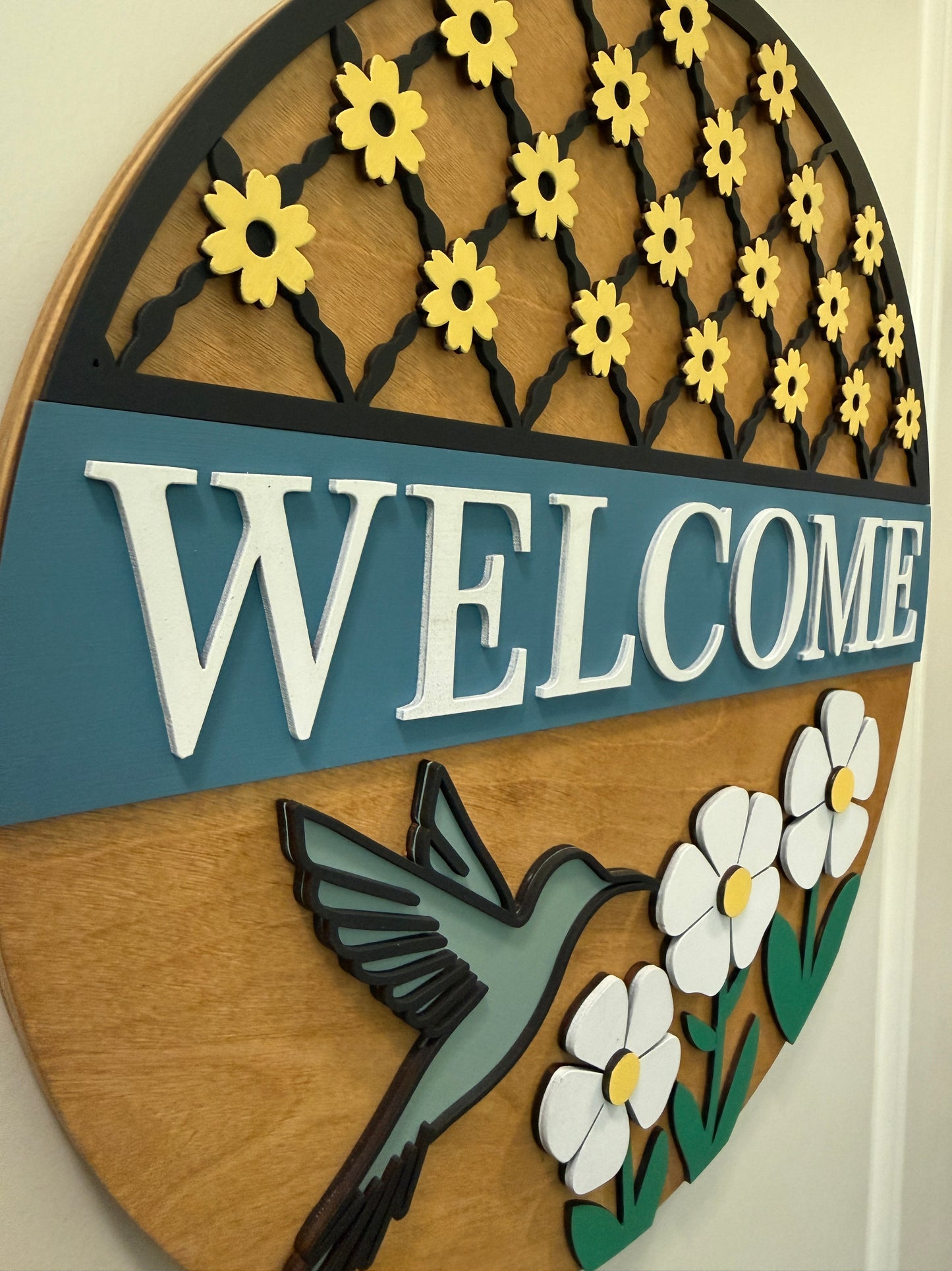 Door Hanger - Hummingbird Garden Welcome