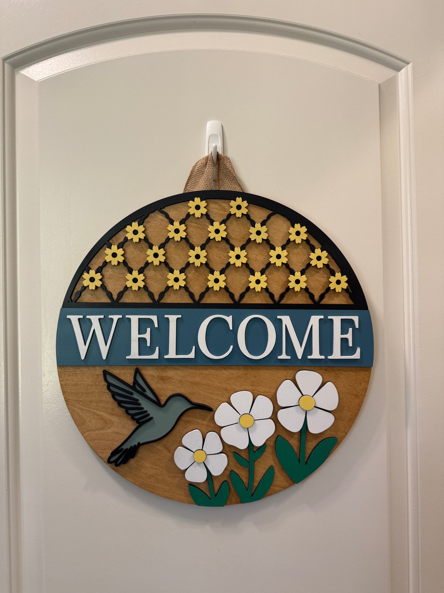 Door Hanger - Hummingbird Garden Welcome