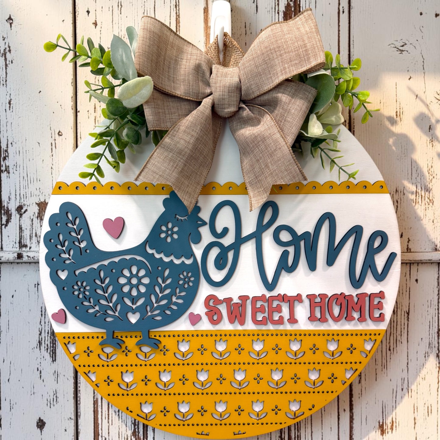 Door Hanger - Folk Art Chicken