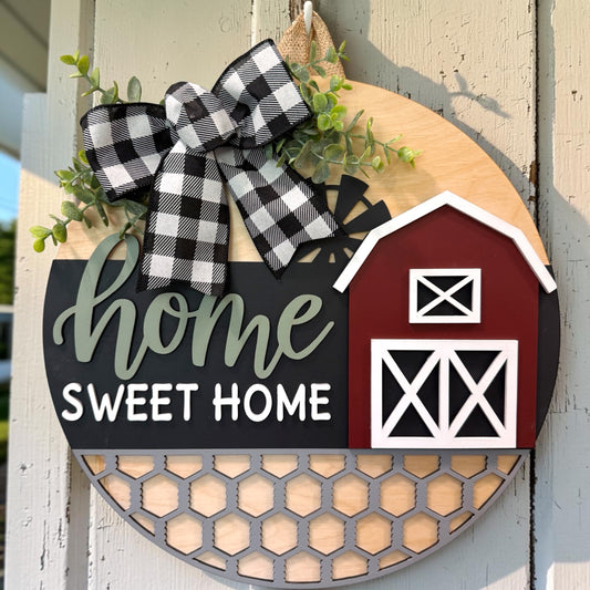 Door Hanger - Rustic Barn Home Sweet Home
