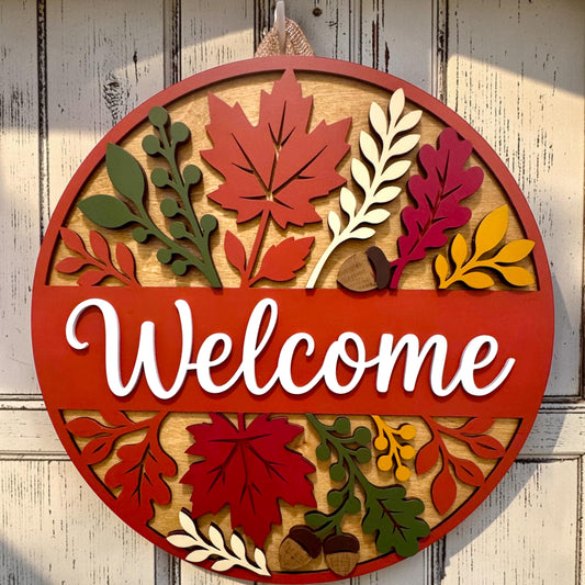 Door Hanger - Autumn Leaves Welcome
