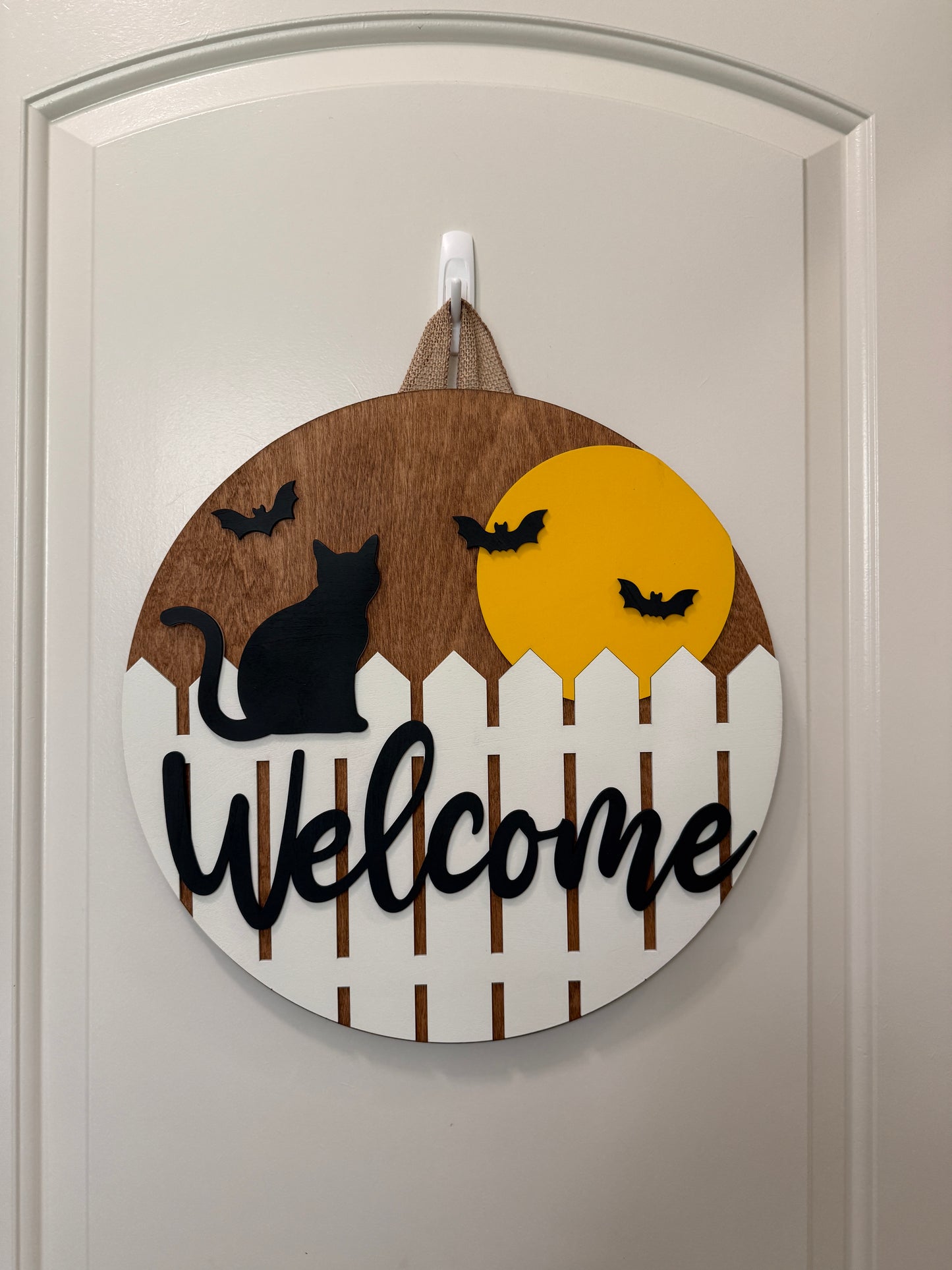 Door Hanger - Welcome (Cat on a Fence)