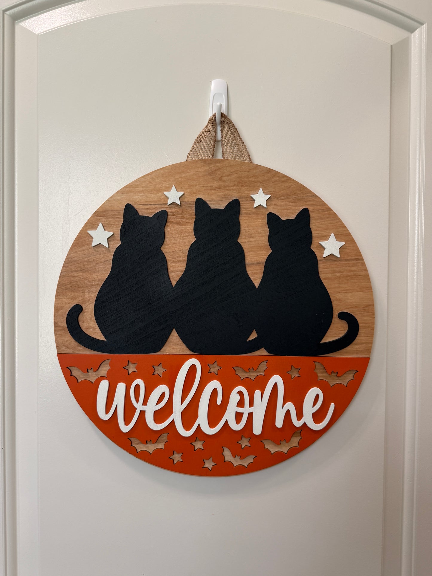 Door Hanger - Welcome (Three Black Cats)