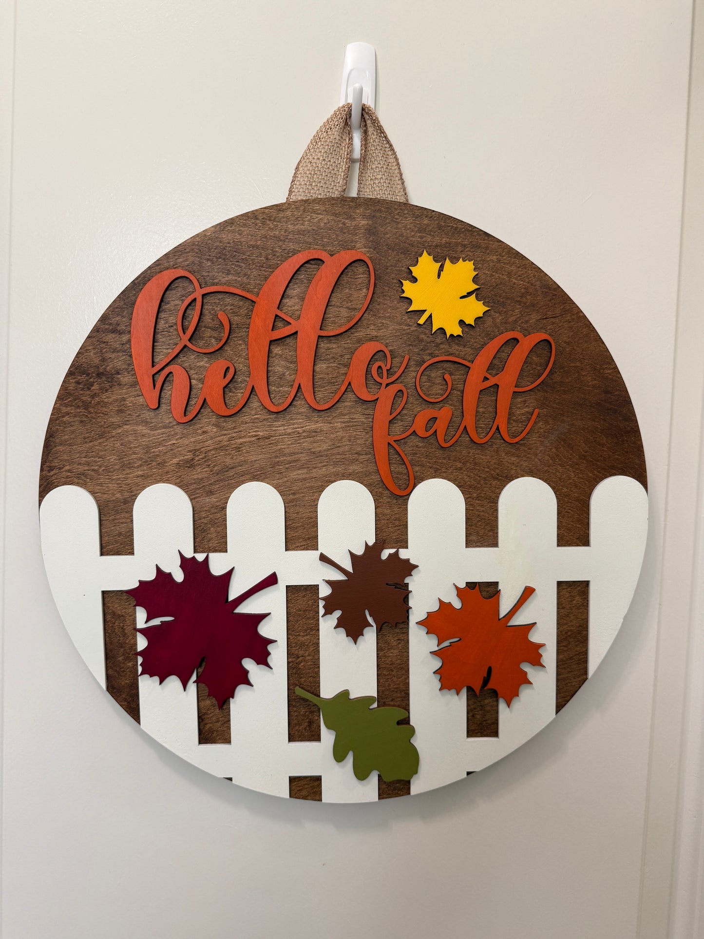 Door Hanger - Hello Fall (White Picket Fence)